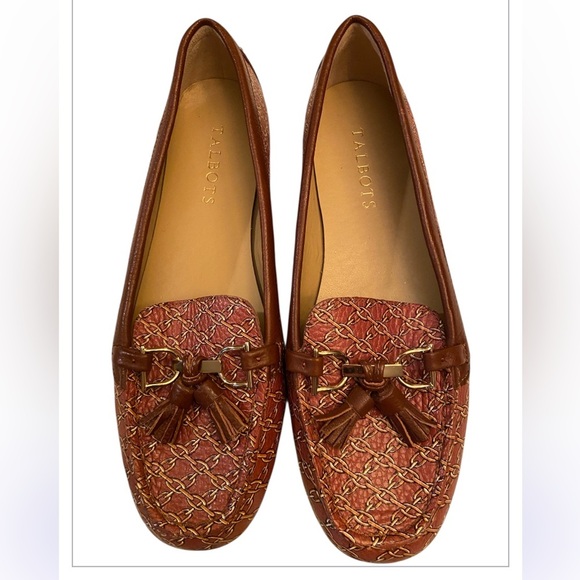NWOT Talbots Brown Chain Link Pattern Flats with Tassels Size 7.5 - Picture 1 of 6